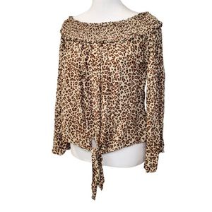 NEW! Free People Movement Boho Top Animal Print Lightweight Flowy Sleeves Small